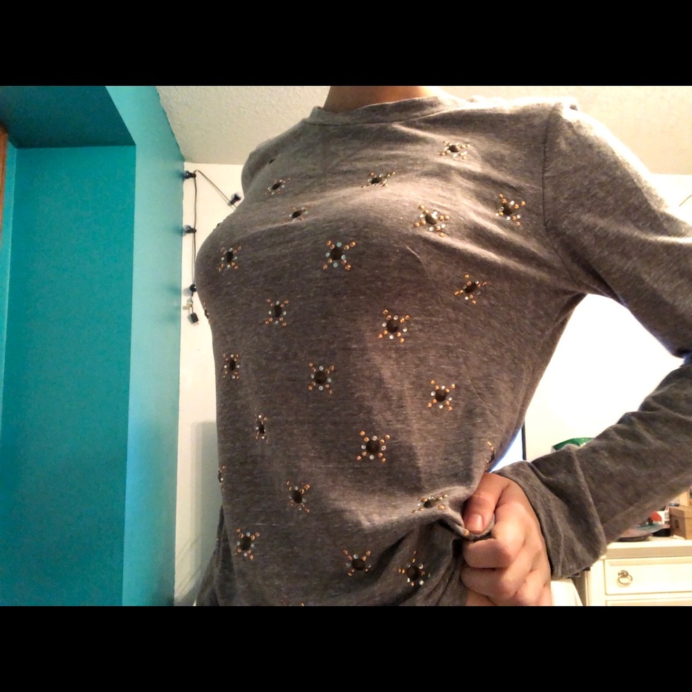 Gray sweater with beads